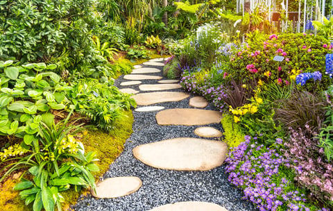 Path leading through a beautiful garden