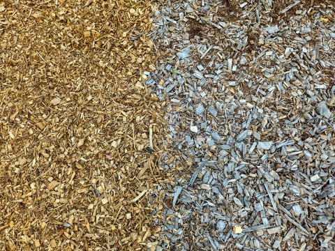 New replenished mulch in a park setting
